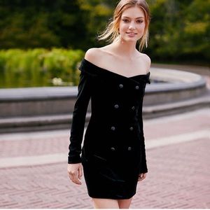 L’AGENCE Romilly off the shoulder velvet minidress size M